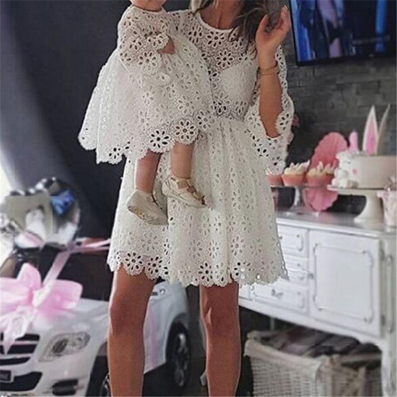 

Best Mother Daughter Dresses Family Matching Clothes Women Floral Lace Dress Baby Girl Mini Dress Mom Baby Girl Party Clothes, Girl 6-12months