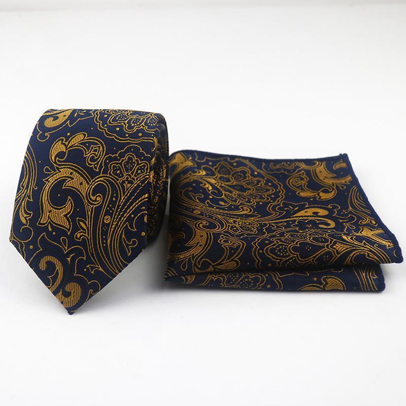 

Formal Men's Tie Set Paisley Pocket Square 7CM Polyester Neck Tie Lots Groom Handkerchief 23CM Hanky Suit Wedding Party Business1