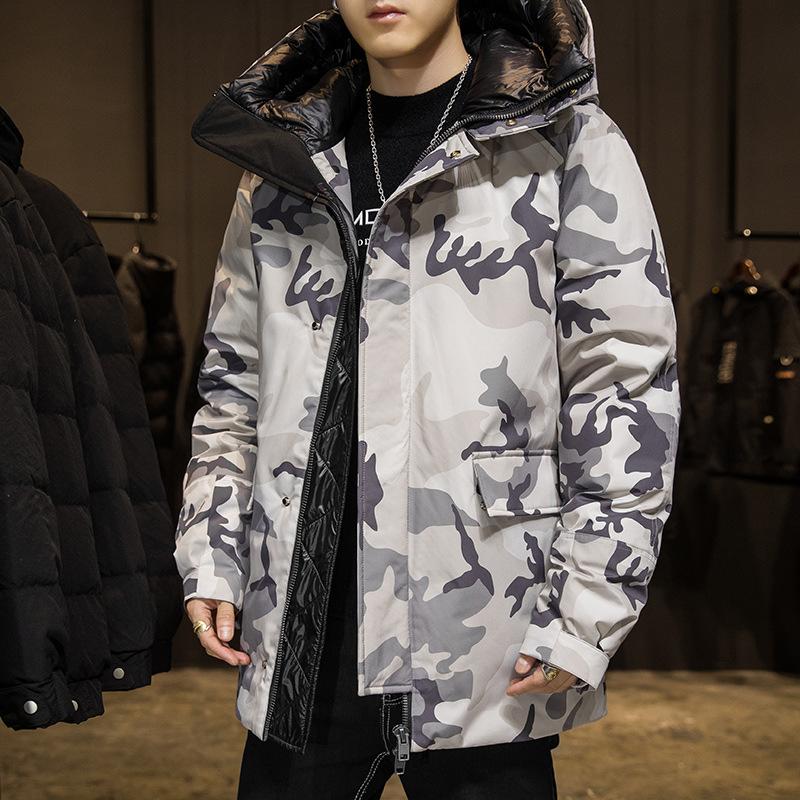 

Down jacket for men winter short hooded thick medium and long white duck down winter camouflage overalls for men, Dly8211-2