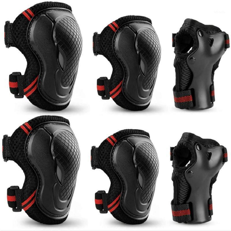 

6pcs Children Adults Skating Protective Gear Set Boys Girls Elbow Pads Knee Protector Wrist Support Sports Safety Set Skateboard1, Red-6pcs
