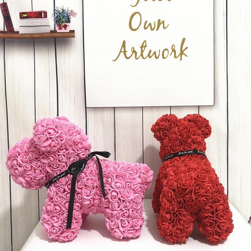 

Fashion Valentine's Day gift 40cm Rose Dog New Eternal Rose Tanabata Handmade Soap Flower PE Flower Puppy Creative birthday gift
