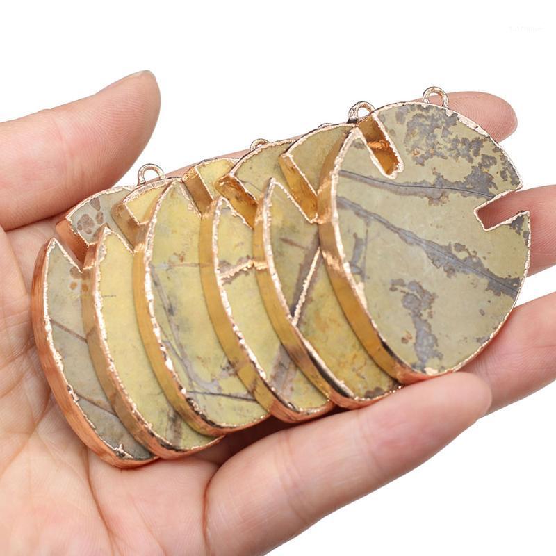 

Leaf Shaped Semi-precious Pendant Charms For DIY Necklace Handiwork Sewing Craft Jewelry Accessory Making1
