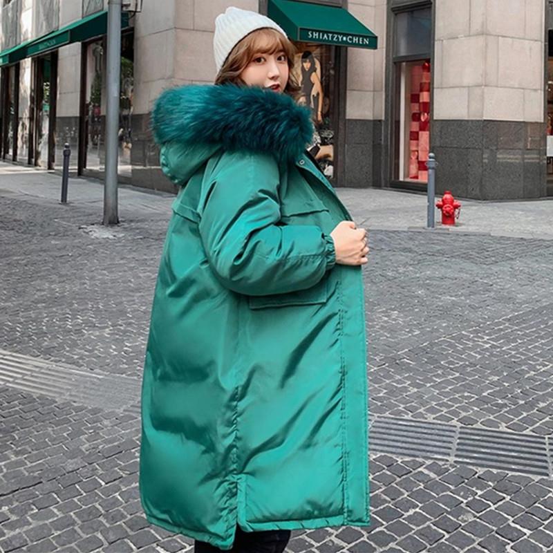 

Two Sides Wear Women Parkas Winter Coats Faux Fur Hooded Casual Long Parkas Cotton Jackets Padded Ladies Overcoat Female Clothes, Black