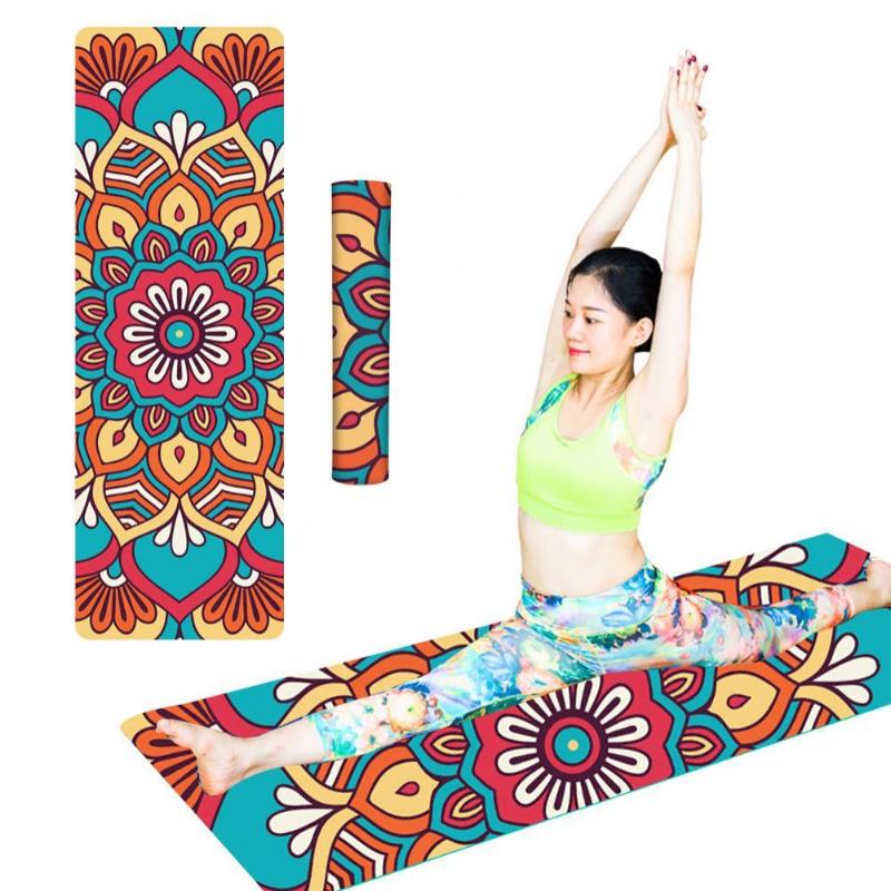

HOT 183*61cm Fashion Printed Suede TPE Anti-slip Gym Fitness Exercise Pilates Yoga Mat Pad for Exercise, Yoga, and Pilates, Red