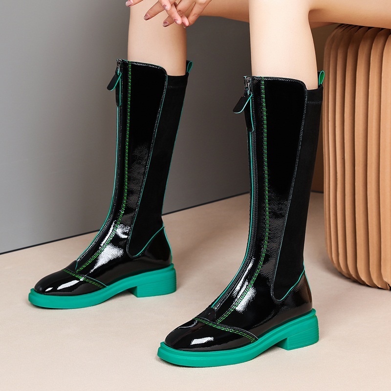 

2021 New for Women Hot Black Party Shoes Woman Riding Toe Knee High Boots 41 Jwfz, Black red