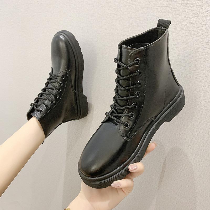 

Ankle Boots for Women Black Large Size 5-7.5 Motorcycle Boots Increase Fashion Leather Rubber Women Spring Gothic Shoes1