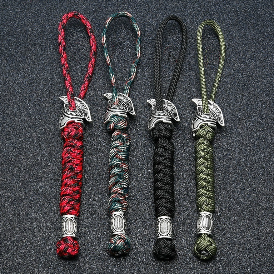 

Viking Rune Bead Lanyard Outdoor Survival Paracord Rope Keychain Spartan Warrior Jewelry Handmade Car Key Knife Keyring