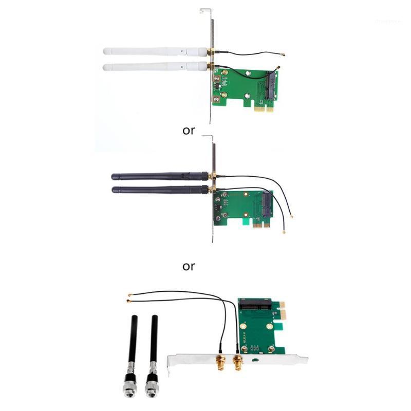 

Computer Cables & Connectors Wireless Wifi Network Card Mini PCI-E To 1X Desktop Adapter + 2 Antennas1