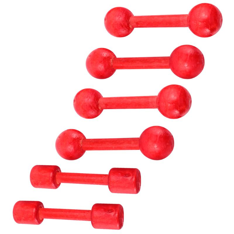 

6pcs Hand Grip Dumbbell Wooden Fitness Dumbbell Portable Weight Lifting Gymnastic Equipment Props for Kids Gym Home (Re, Red