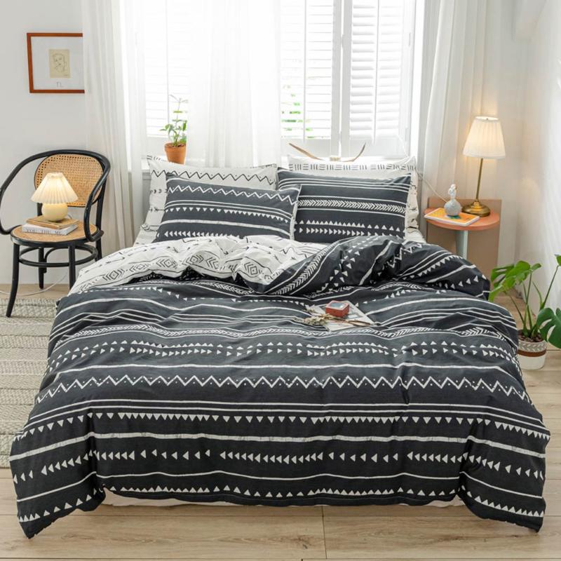 

Papa&Mima Grey American Native 100% Cotton Fabric Bedlinens  Queen King Size Sheet Bedding Set Duvet Cover Pillowcases, 690074