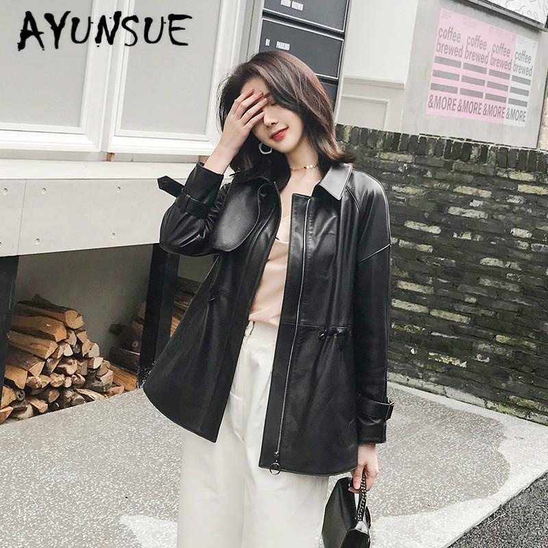 

Real Leather Jacket Women Clothes 2020 Sheepskin Coat Genuine Leather Jacket Women Korean Windbreaker Veste Femme S91616 YY2143, Black