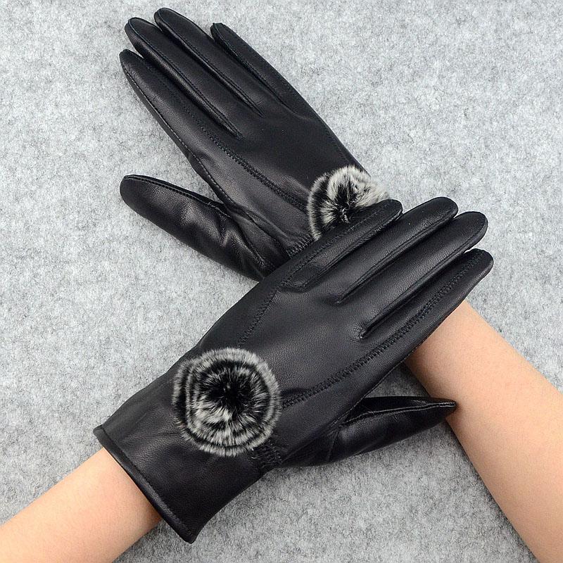 

Women Winter Genuine Leather Gloves With wool lined Warm Ladies 2020 Thick Real Leather Glove Black Female New 2020 Hot Selling1