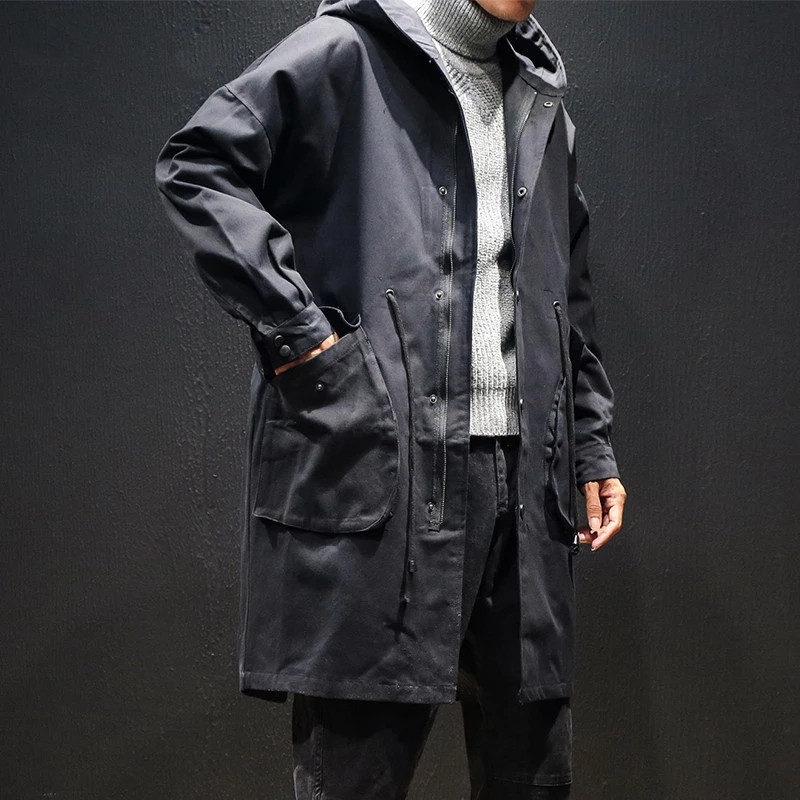 

2021 New Arrivals Autumn Coat with Hood Coats Male Men's Outstanding Cotton Jacket Size M- TENI, Black