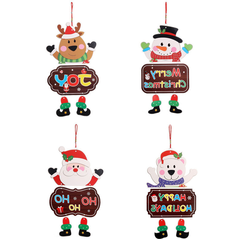 

Christmas Door Hanging Decoration Paper Santa Snowman Elk Bear Design Paper Hanging Pendant For Door Window