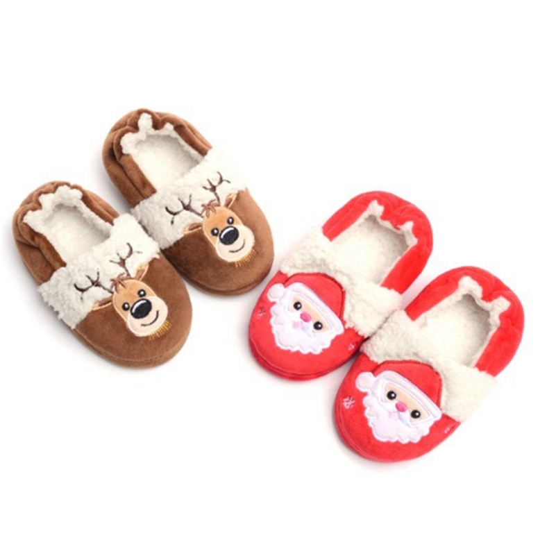 

Christmas Children's Winter Slippers Home Baby Boy Girl Cute Cartoon Warm Shoes Kids Comfort Indoor Soft House Slipper 2-9T A50 201113, Red