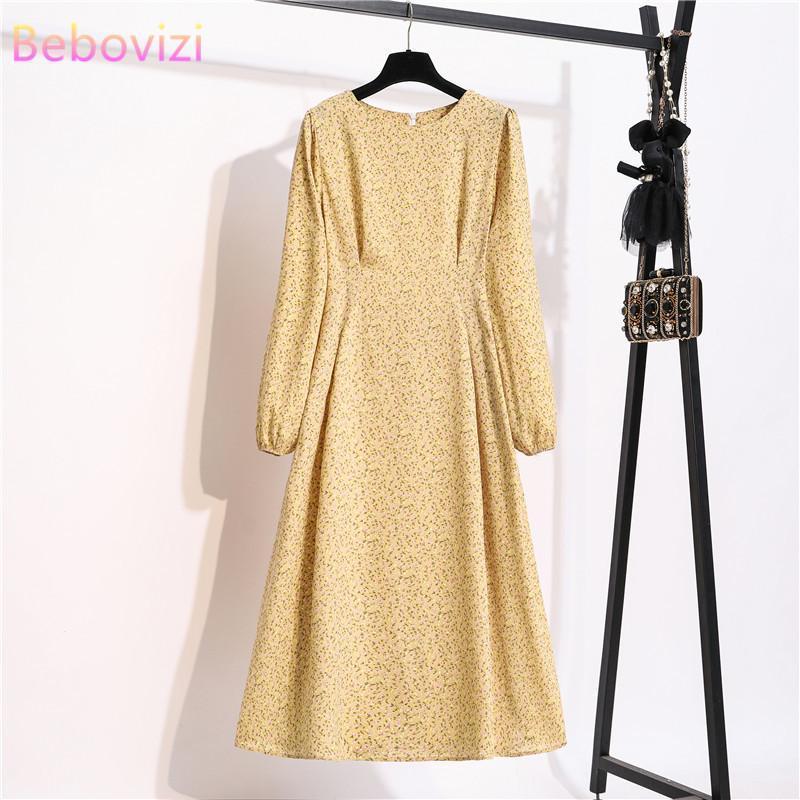 

Casual Vintage Fashion Autumn Spring Fall Women bandage Long Dress Vadiming Woman 2020 Yellow Blue Khaki Long Sleeve Maxi Dress1, 8118-2