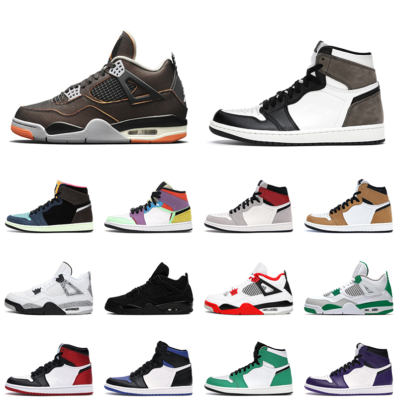 

dark mocha 1 men women 1s basketball shoes obsidian 4 4s 2020 fire red starfish cactus jack mens trainers sports sneakers, White;red