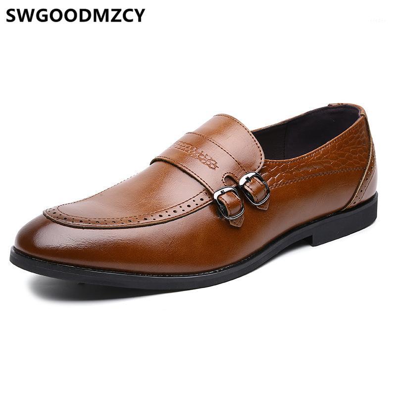 

double monk strap shoes men official Business formal shoes men classic corporate loafers mens leather dress big size 481, Black