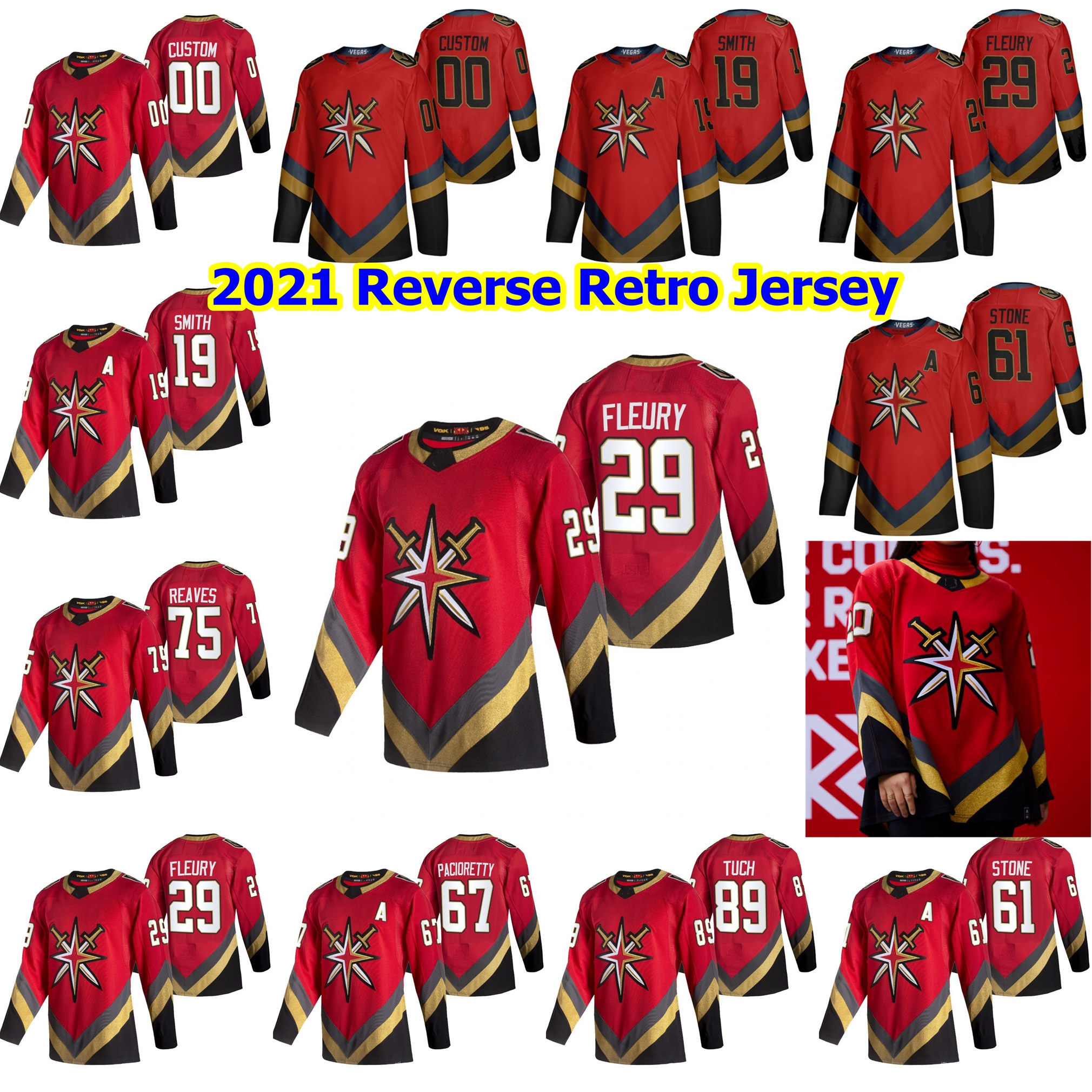 

Vegas Golden Knights 2021 Reverse Retro Hockey Jerseys Tomas Nosek Nicolas Roy Jake Bischoff Deryk Engelland Nick Holden Custom Stitched, Womens black 2019 golden edition