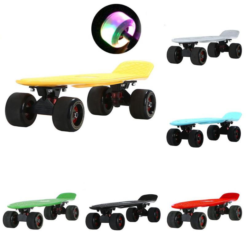 

22" Mini Cruiser Penny Board 72MM Glowing Flash Wheel Sport Skateboard Complete Ready To Ride Street Surf Banana Fish Board, J(frosted wheels)