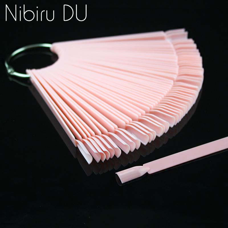 

False Nail Tips Color Card Transparent Fan Finger DIY Nail Display Art Practice Acrylic UV Gel Polish Manicure Tool, Transparent 20pcs
