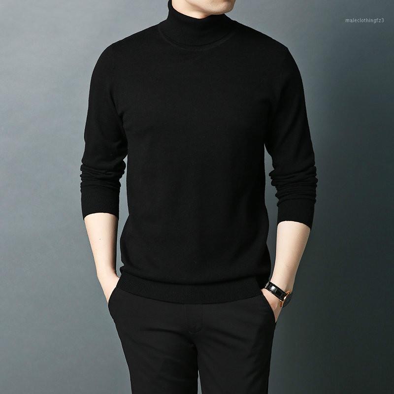

Men' Sweaters Sweater Men Autumn Winter Turtleneck Warm Wool Classic Pure Color Pullover Knitwear Pull Homme1, Black