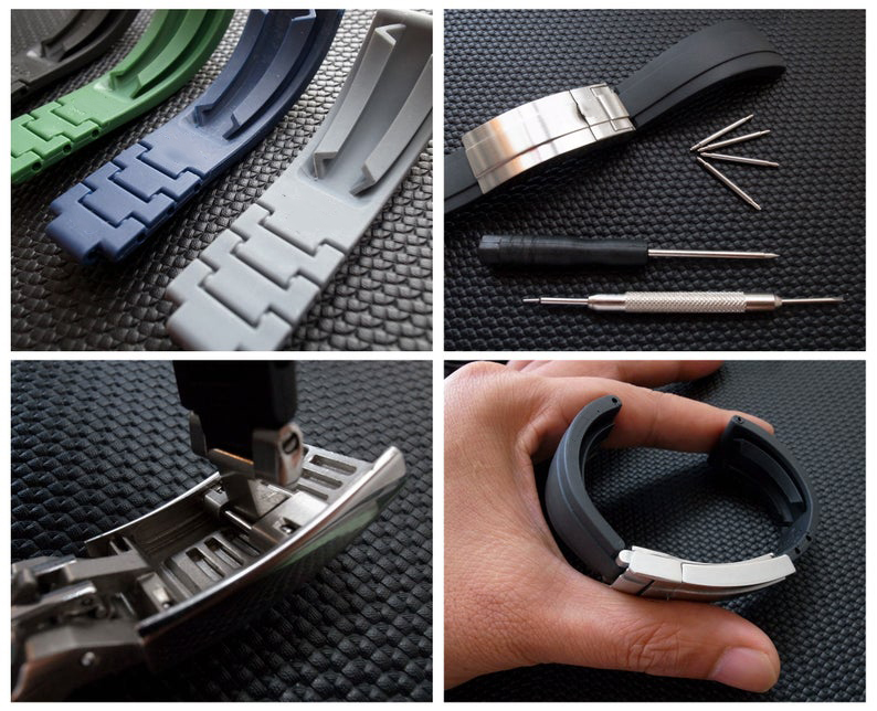 

20mm New soft durable waterproof watch band RUBBER strap for ROL SUB/GMT/YM with slippage silver original steel clasp