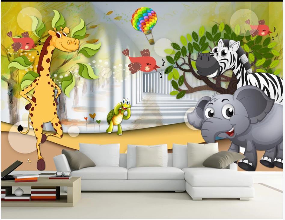 

Custom photo wallpaper for walls 3 d Animal Aesthetic Cartoon Zoo mural Children's Room Kids Room Mural wall papers home decor, Silk material