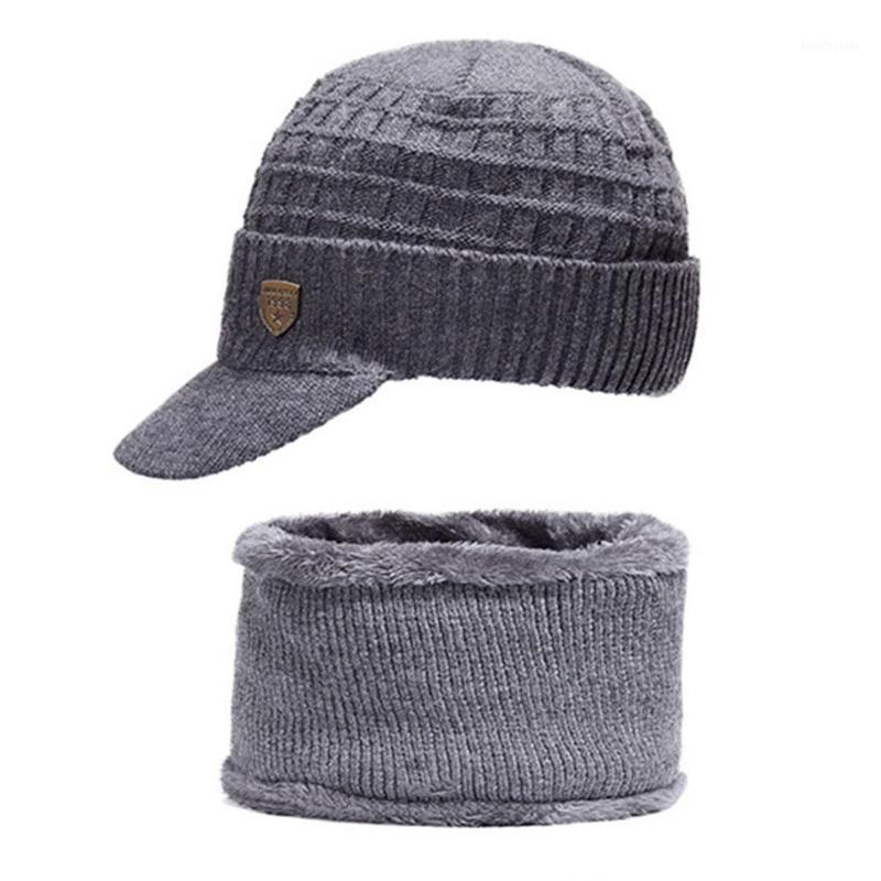 

Men Casual Solid Soft Warm Cycling Wool Hat and Bib Set1, Gr