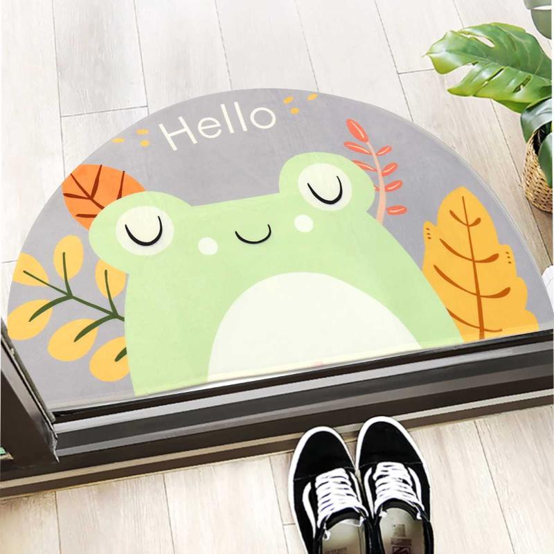 

2 Sizes Lovely Cartoon Semicircle Non-Slip Door Mats Decor Front Door Sponge Mat Floor Rugs for Bathroom Home Durable Absorbent