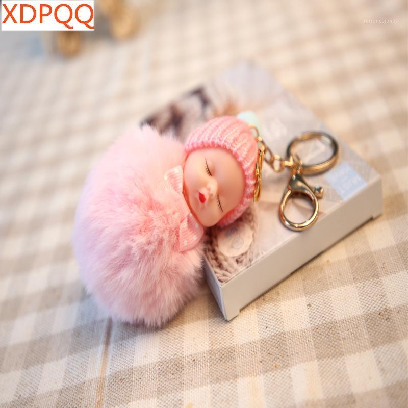 

Keychains XDPQQ Imitation Hair Key Ring Plush Fluffy Sleeping Doll Chain Car Pendant Jewelry1
