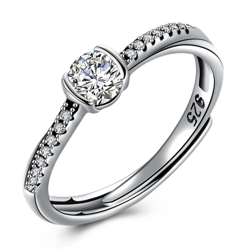 

CR876 Classic Luxury 925 Sterling Silver Ring Zircon Wedding Jewelry Rings Engagement For Women open ring