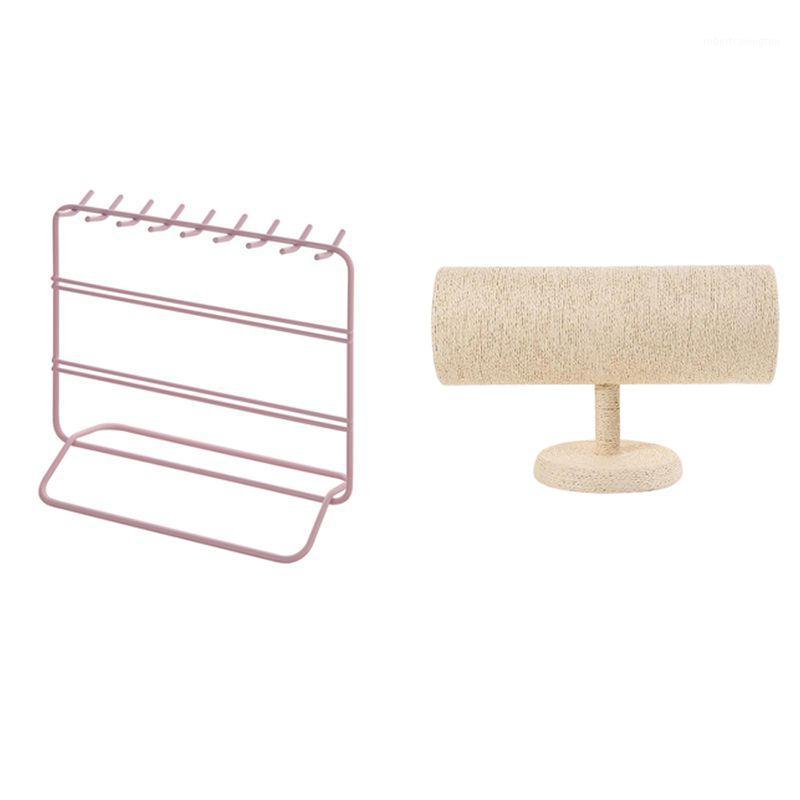 

Jewelry Pouches, Bags Braided Headband Display Chain Watch T-Bar Rack Beige & Iron Art Pink Makeup Organizer Box1