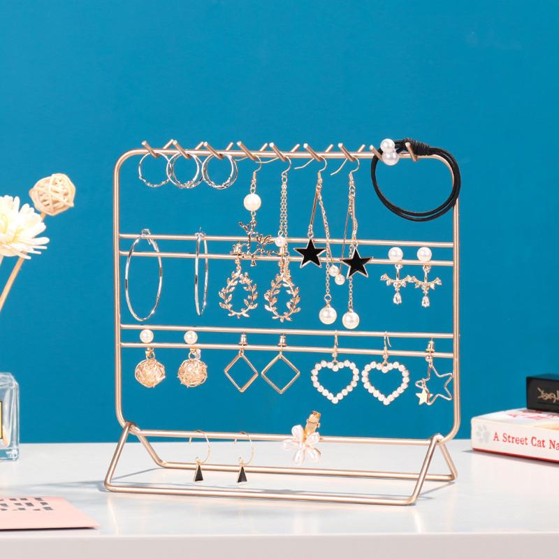 

2021 Hanging Jewelry Organizer Rack Iron Metal Display Solid Color Stand For Earrings Necklaces Bracelets