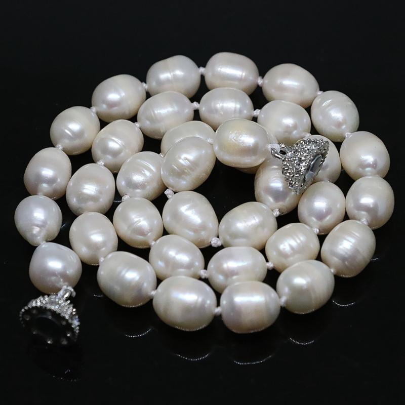 

High quality white freshwater barrel rice natural pearl beads 7*8mm 11*13mm charms necklalce women jewelry 18inch B1457