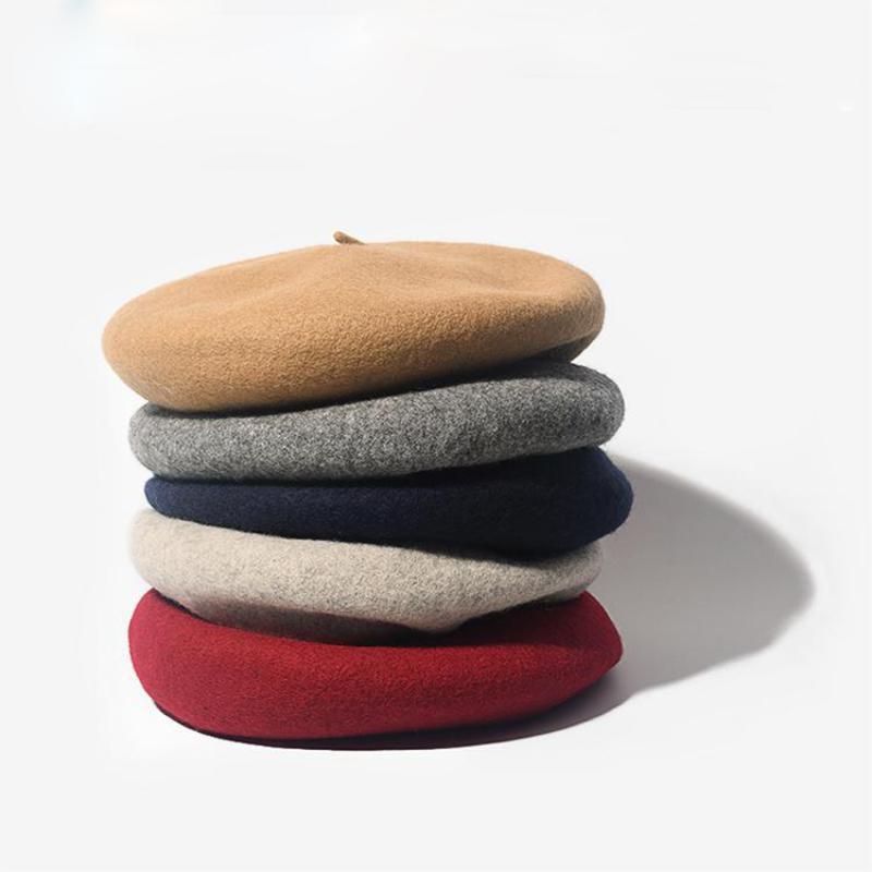 

Wool Beret Female Flat Cap 100% Cashmere Boina Plana Mujer De Cachemira Pura All-match Fashion 2021 Retro Hat, Black
