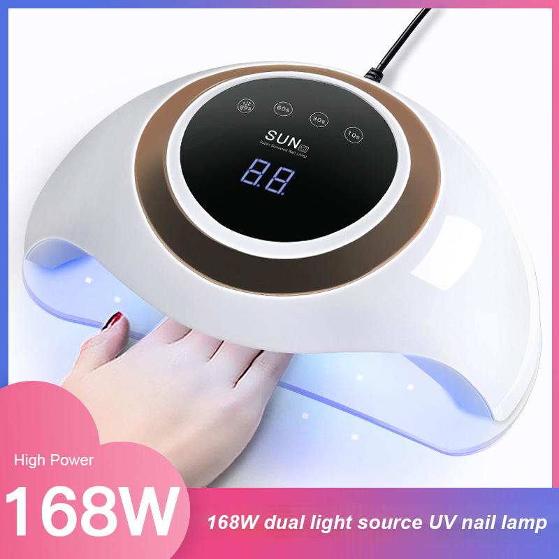 

168W Nail Dryer UV LED Nail Lamp For Manicure With LCD Display 4 Time Setting Lamp Salon Art Equipment 100-240V, 02 us plug