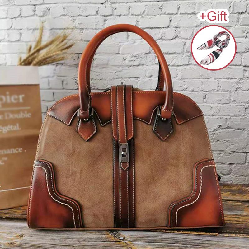 

Luxury Ladies Shoulder Bags Vintage High Quality Leather Women Handbags Large Capacity Female Casual Tote Travel Messenger Bag Q1129, Black