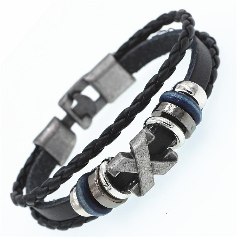 

Multilayer X Bracelet Men Casual Fashion Braided Leather Bracelets For Women Wood Bead Bracelet Punk Rock Men Jewelry