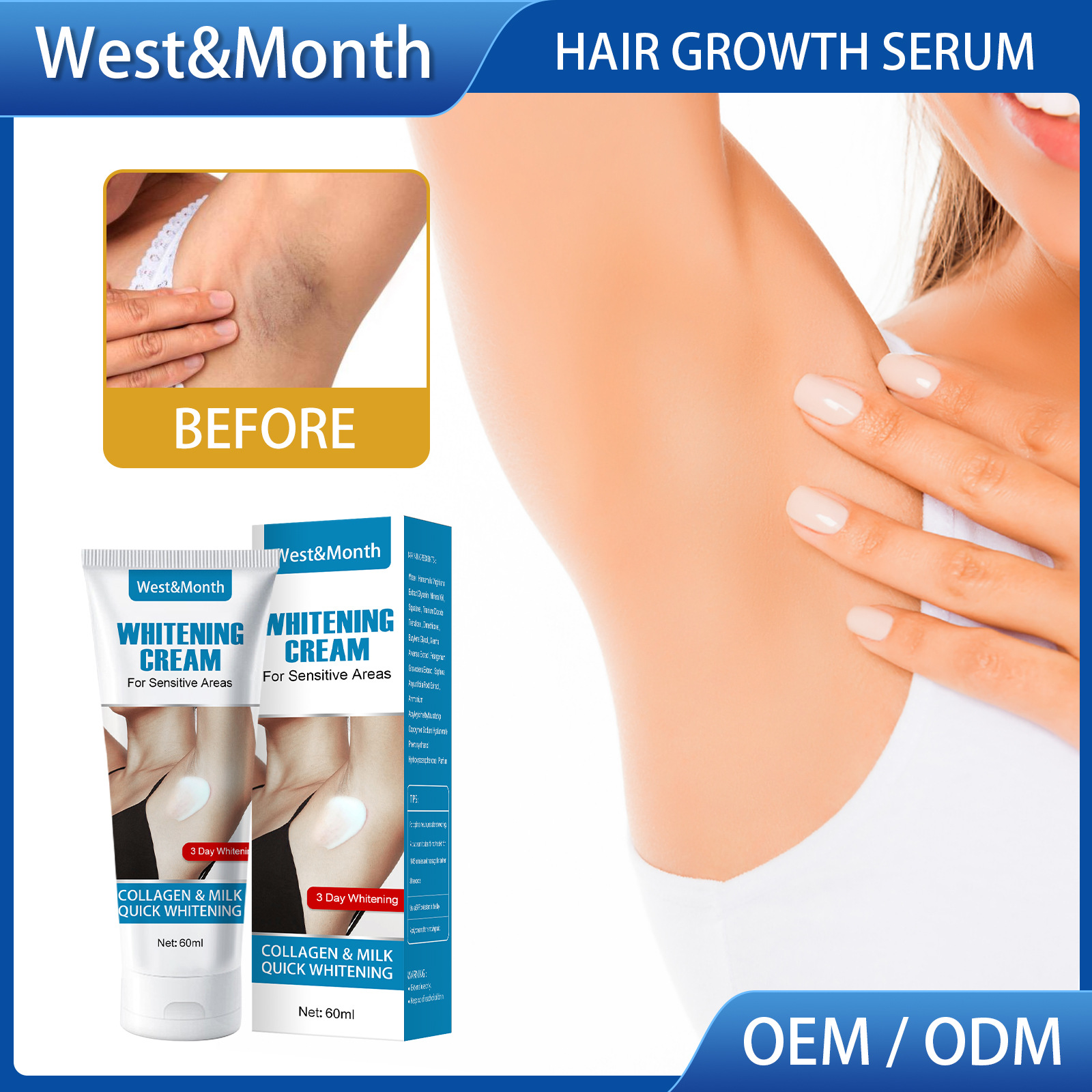 Free freight West&Month OEM ODM Beauty Items Brighten skin color under armpit fade melanin moisturizing and delicate body lotion-image-749330667