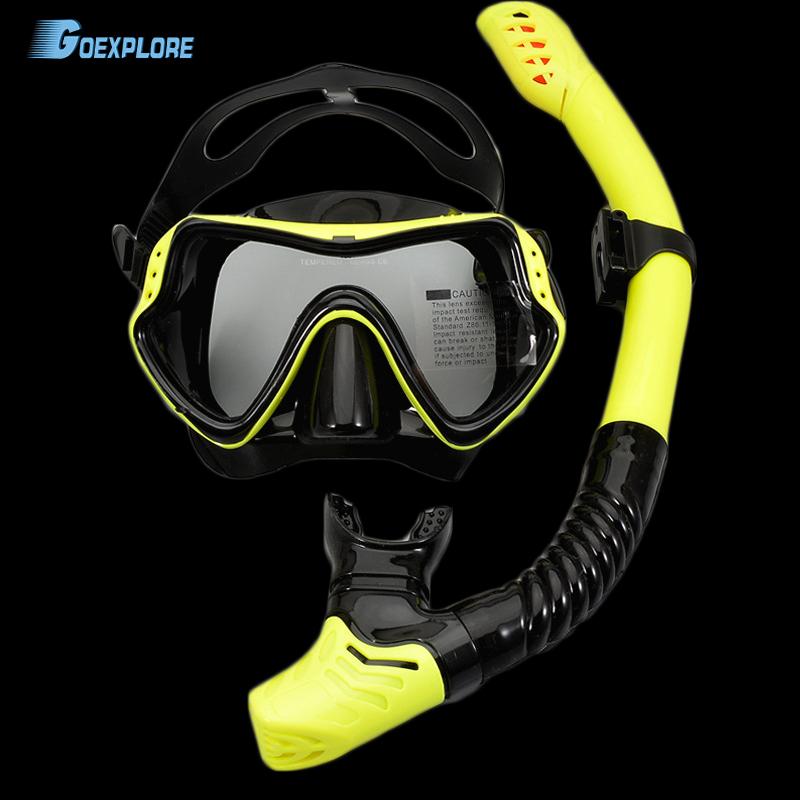 

Goexplore Professional Scuba Diving Mask and Snorkels Anti-Fog Goggles Glasses Diving Swimming Easy Breath Tube Set Underwater