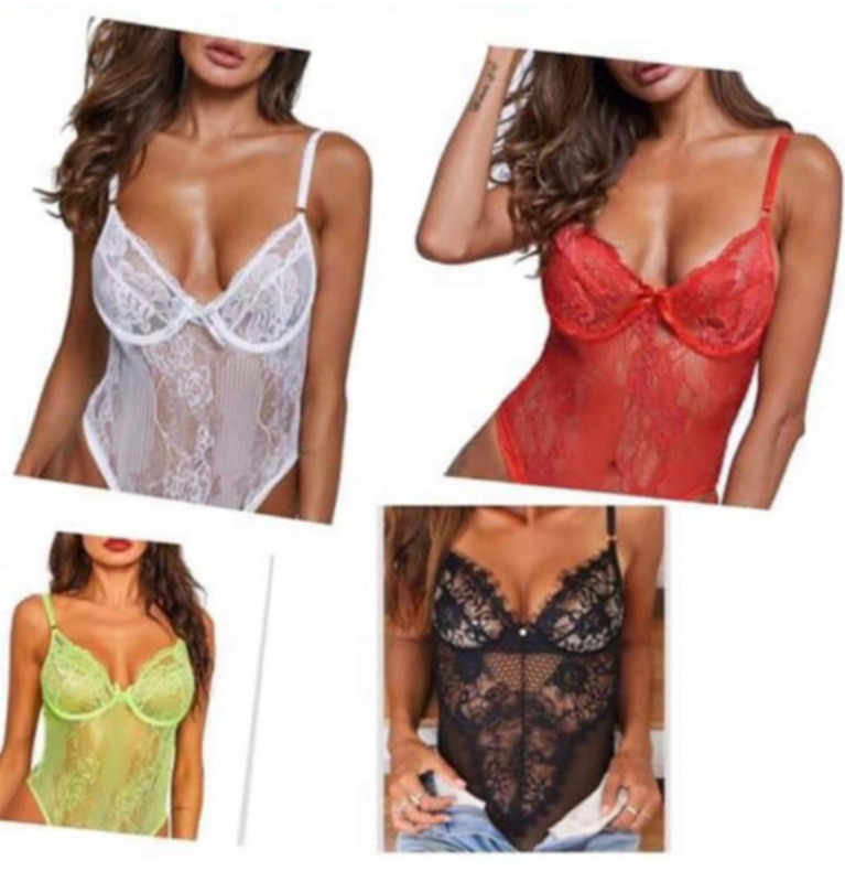 

Hot Sales See-through Lace Bodysuits Sexy Lingerie Lace Bodysuit Women Summer Body Jumpsuit Lingeries /M/L Dhl Free Shipping, White