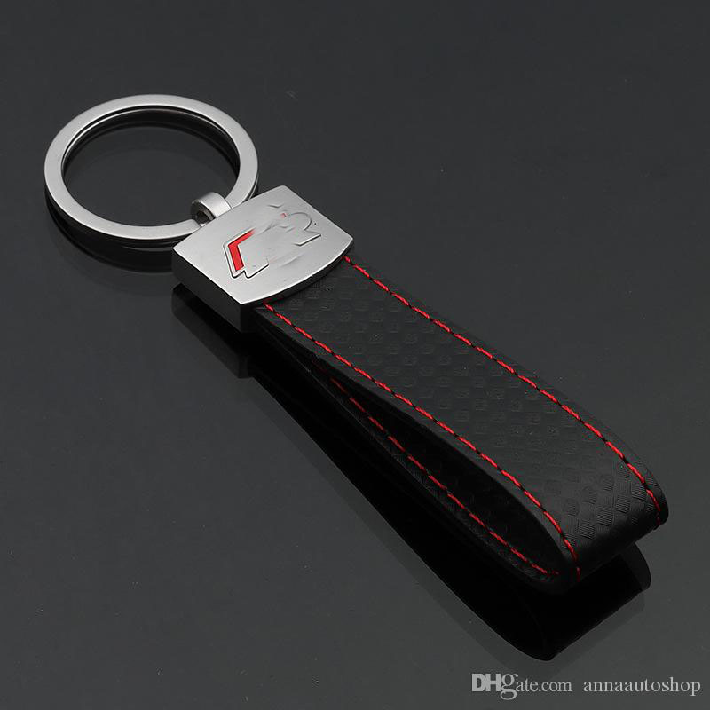 

100PCS Fashion 3D S line key ring Leather RS R Keychain car Keyring, Customize