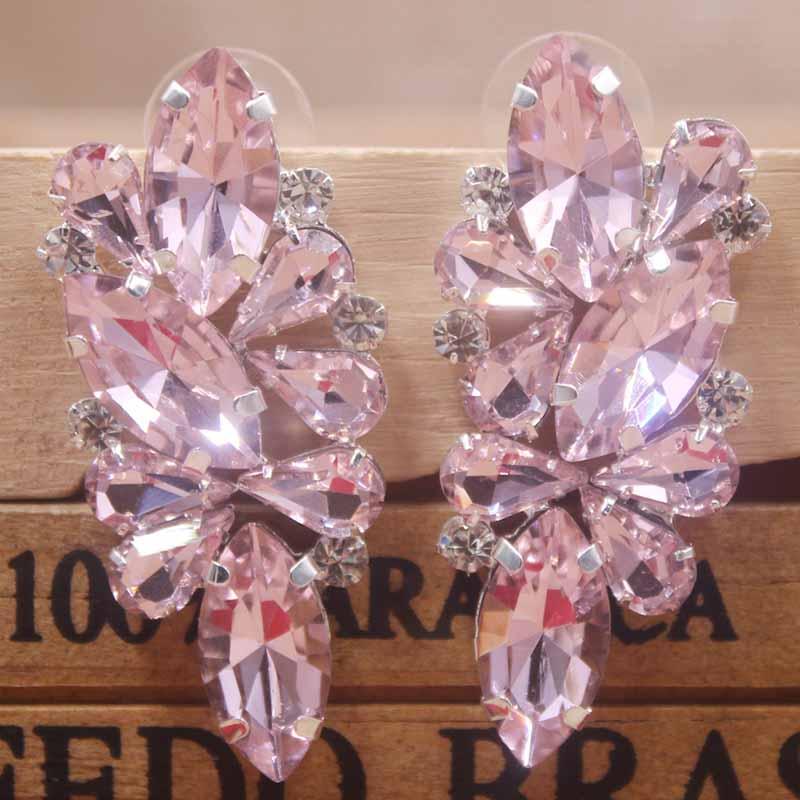 

Colorful rhinestone Earrings champagne/red/fuchsia glass stone 1pcs delicate fashion Zerong Lady Valentine's Day Gifts earrings