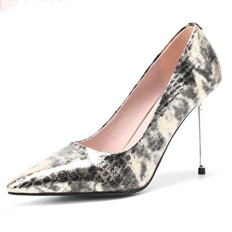 

Morazora 2021 brand new wedding party genuine leather shoes high heels stiletto pumps pointed finger of the shallow foot woman, Gold