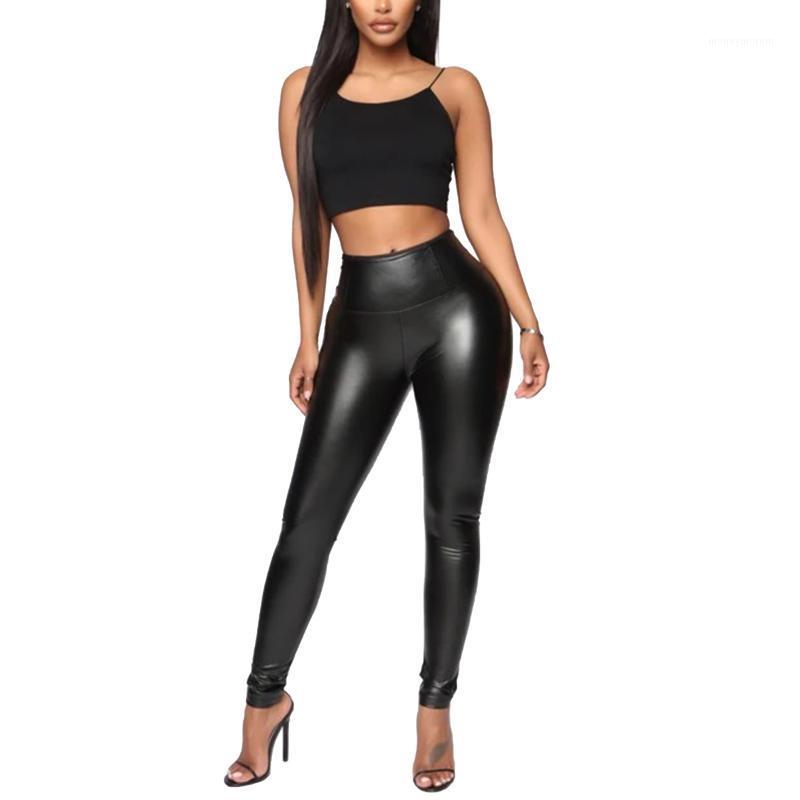

New Fashion Women Ladies Stretchy Faux Leather Leggings Sexy High Waist Tummy Control Stretchy Pencil Pants1, As pic