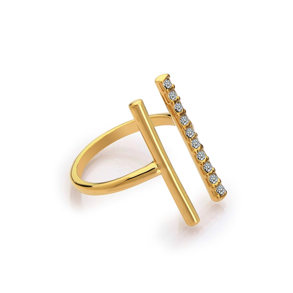 

VAROLE Parallel Lines Midi Knunkle Ring Shining Crystal Gold Color Rings for Women Jewelry Wholesale Anel