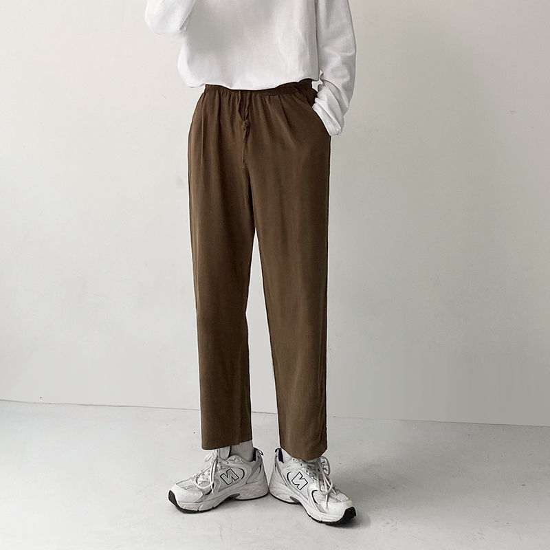 

2021 Men's Trousers Autumn Lean New Winter Breeches Long Legs Straight Pants Youth Male Clothes YKT5, Brown