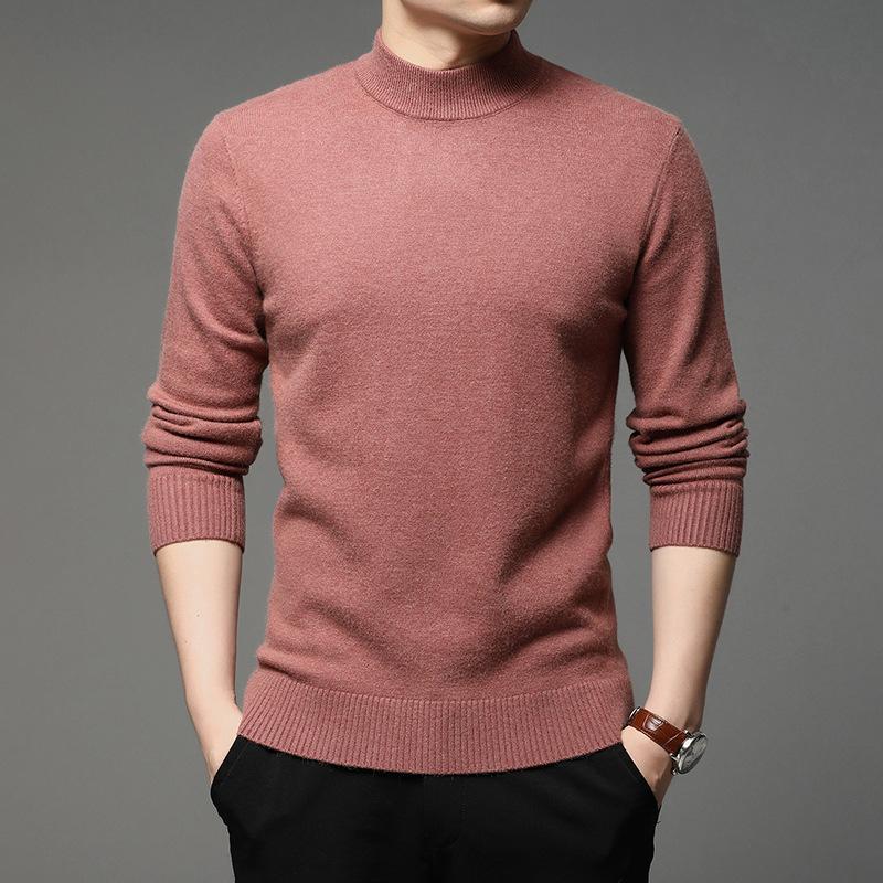 

2021 Autumn and Winter New Men Turtleneck Pullover Sweater Fashion Solid Color Thick and Warm Bottoming Shirt Male Brand Clothes, Black