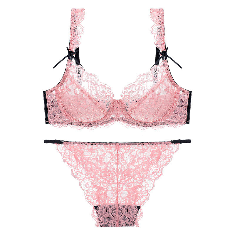 

2020 Sexy Lace Bra Set 3/4 Cup Adjustable Push Up Ultra Thin Bra Lingerie Underwear Women Sets 70-85A B C Cup Free Shipping Y200708, Yellow